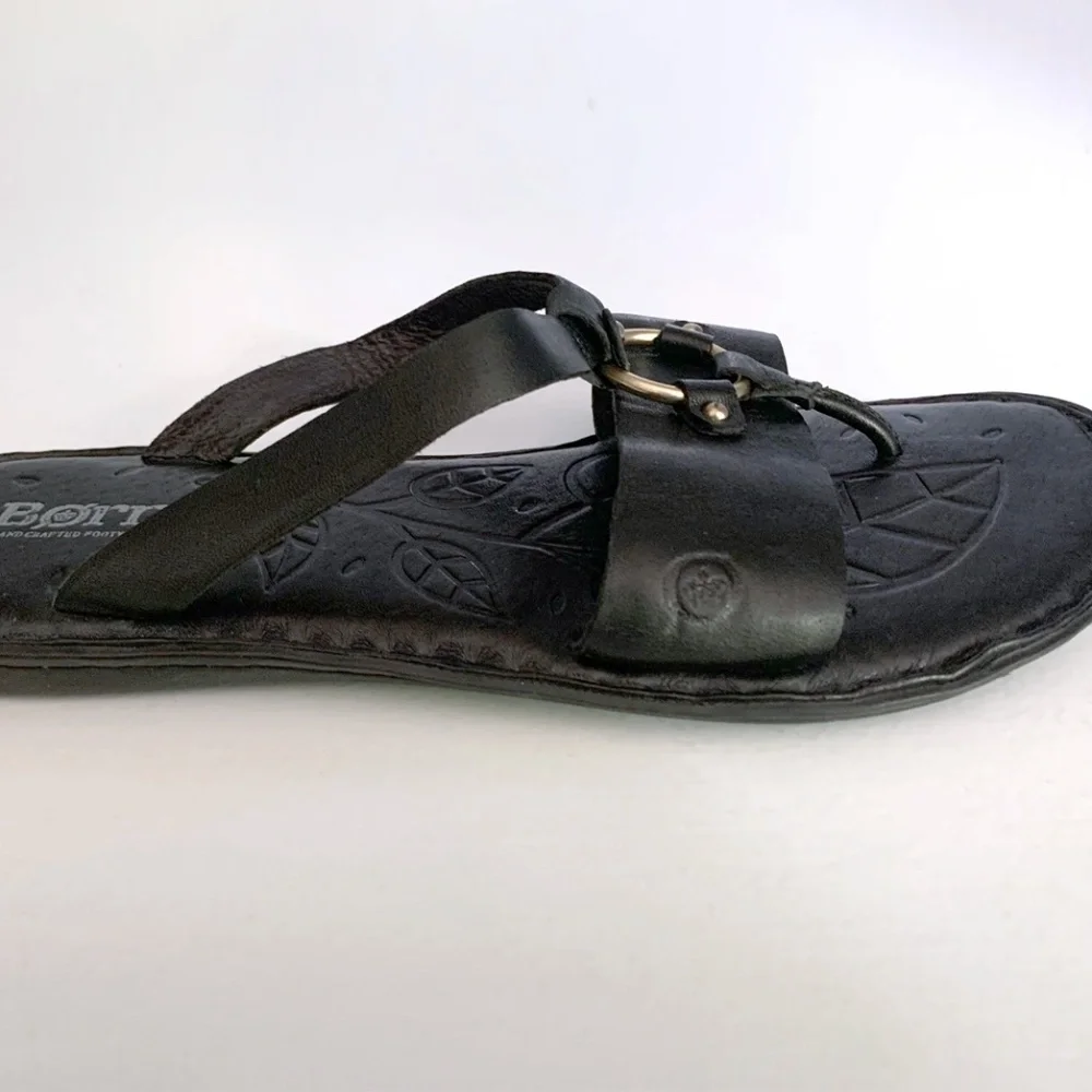 Born Black Leather Thong Sandals - Size 7 - Picture 3 of 7